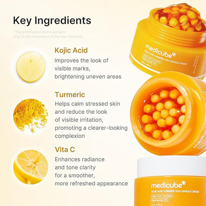medicube Capsule Cream with Kojic Acid & Turmeric for Uneven Skin Tone | Tone Renewal & Radiance Care for troubled skin | Turmeric, Kojic, Vitamin C | Korean Skincare, 1.86 oz