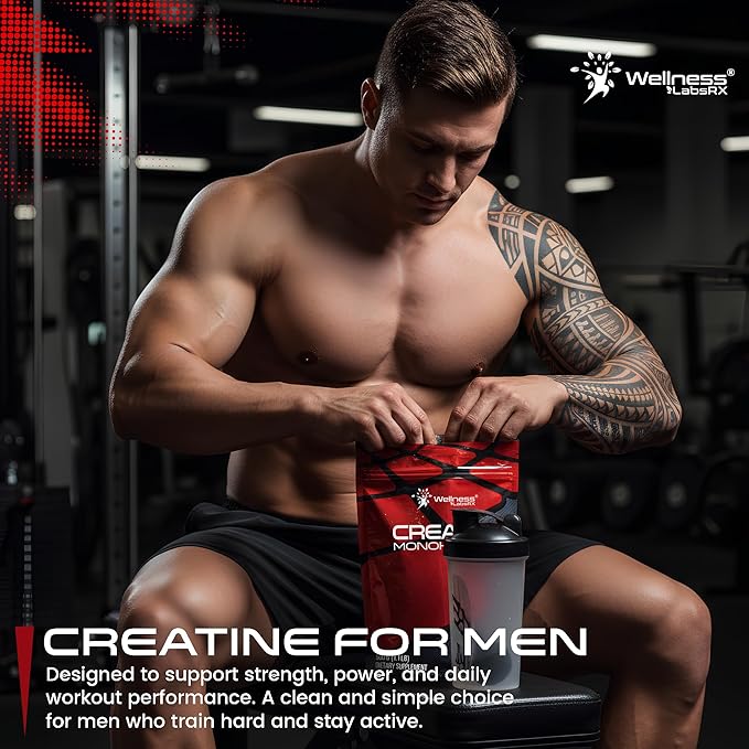 WELLNESS LABSRX Creatine Monohydrate Powder 500g – 100 Servings Micronized Creatine Powder Supplement, Unflavored Creatine for Women and Men, Supports Muscle Strength, Energy, Endurance and Workout