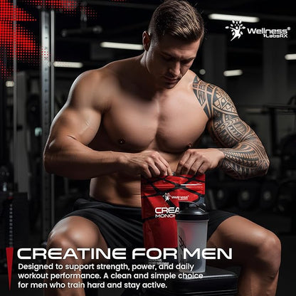 WELLNESS LABSRX Creatine Monohydrate Powder 500g – 100 Servings Micronized Creatine Powder Supplement, Unflavored Creatine for Women and Men, Supports Muscle Strength, Energy, Endurance and Workout
