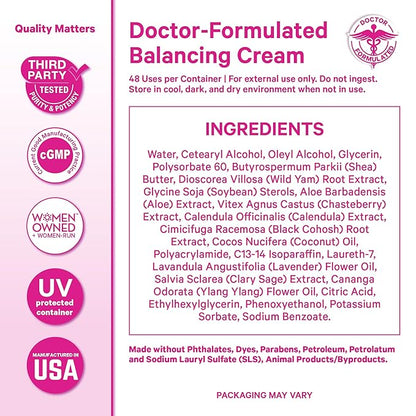 Pink Stork Wild Yam Cream for Hormone Balance with Vitex & Black Cohosh | Doctor-Formulated | PMS, Fertility, Perimenopause, Menopause Support | Lavender Scented, 4 oz, 1 Month Supply