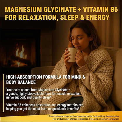 Magnesium Glycinate Gummies 500mg with Vitamin B6 100mg for Adults and Kids - High Absorption | Non-GMO | No Gluten | Stress Relief | Sleep & Relaxation | Muscle & Heart Support | Natural & Vegan