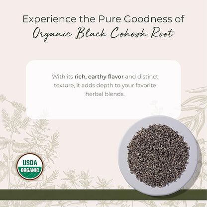 Starwest Botanicals Organic Black Cohosh Root - Dried Loose Herb for Tea, Cut & Sifted, Certified Kosher, Non-GMO - 4 oz Pouch