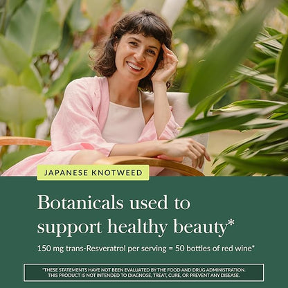 Gaia Herbs Resveratrol - Beauty & Radiance Antioxidant Support Supplement* - Made with Japanese Knotweed - Contains 150 mg Trans-Resveratrol per Serving - 50 Liquid Phyto-Capsules (25 Servings)