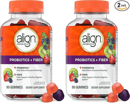 Align Probiotic, Probiotics + Fiber Gummies, Probiotics Help Relieve Occasional Bloating*, Fiber Helps Support a Healthy Digestive System*, #1 Doctor Recommended Probiotic Brand‡, 90 Gummies