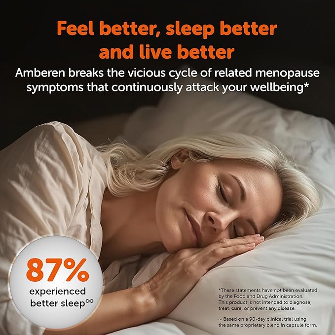 Amberen Menopause Supplement for Women, 60 Gummies, Clinically Proven, Helps Support Hormone Balance, Helps Relieve 12 Menopause Symptoms: Hot Flashes, Night Sweats, Mood Swings and More