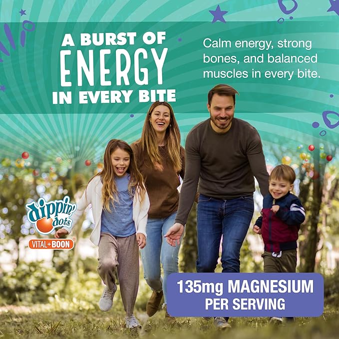 Dippin' Dots Magnesium Gummies for Women, Men & Kids – Razzle Raspberry – Magnesium Citrate Gummies with No Artificial Colors or Flavors – Vegan Friendly Calm Nerve Bone & Muscle Supplement (2 Pack)