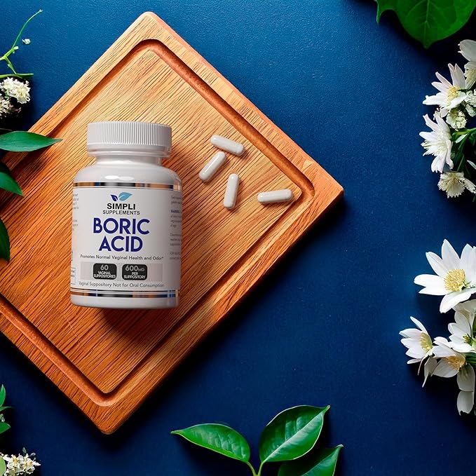 Boric Acid Suppositories for Women 600mg – 60 Count | Vaginal pH Balance Support | Feminine Care | Helps Maintain Freshness & Odor Control
