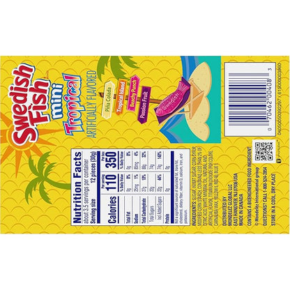 SWEDISH FISH Mini Tropical Soft & Chewy Gummy Candy, Bulk Candy, 12 - 3.5 oz Boxes