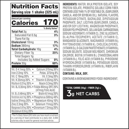 Atkins Strong High Protein Shake, Strawberry Flavored, 30g Protein, 7g Prebiotic Fiber, 1g Sugar Muscle and Gut Health Support, GLP-1 Support, Low Carb and Low Protein Shake, Gluten Free, 12 Count