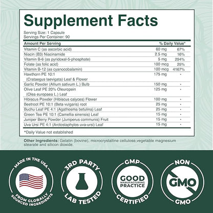 PurePremium Beet Root Capsules for Blood Pressure Support – 14-in-1 Formula with Beetroot Powder, Hawthorn, Hibiscus & Garlic for Normal Nitric Oxide Production & Heart Health – Non-GMO - 90ct