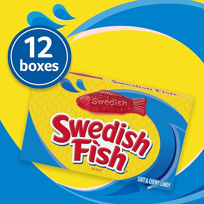 SWEDISH FISH Soft & Chewy Candy, Easter Candy, 12 - 3.1 oz Boxes
