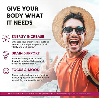 USDA Organic Vitamin B12 Sublingual Drops - 5000 mcg Liquid Vegan Methylcobalamin for Women & Men - Energy Boost, Focus & Mood, Brain Health Support - Maximize Absorption - 4 Month Supply, 4 fl oz
