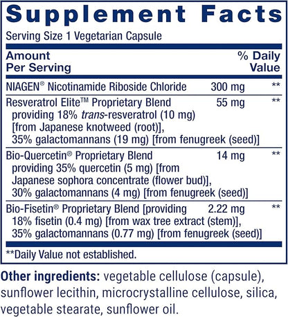 Life Extension NAD+ Cell Regenerator™ and Resveratrol Elite™*, nicotinamide riboside, Trans-resveratrol, quercetin, Fisetin, Heart Health, Healthy Aging, Vegetarian, Non-GMO, Gluten Free, 30 Capsules