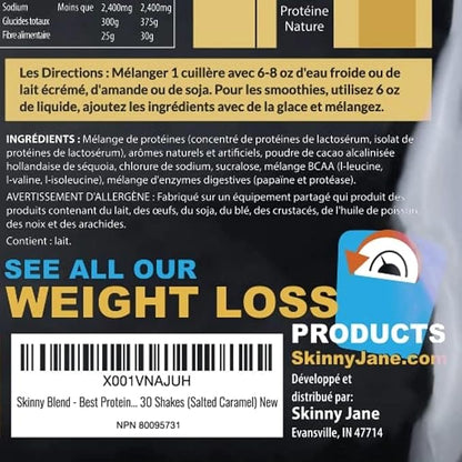 Skinny Blend – High Protein Shake for Women – Low Carb, Low Sugar, Keto Friendly Meal Replacement – Satifies Hunger and Boosts Energy – Salted Caramel – 30 Shakes