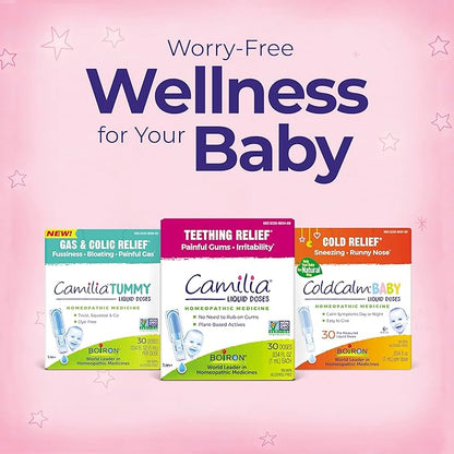 Boiron Camilia Tummy for Colic, Painful Gas, Bloating, & Fussiness- Sterile and Non-Drowsy Liquid Doses - 30 Count (Packaging May Vary)
