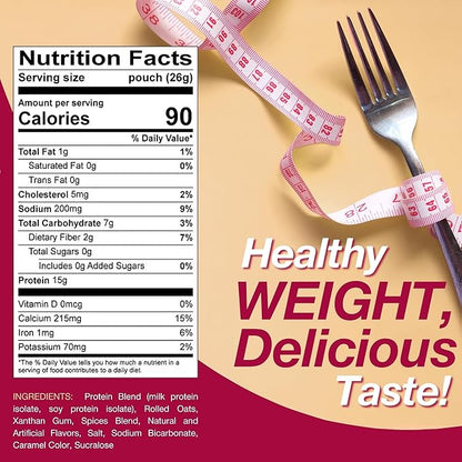 ProtiDiet High Protein Gingerbread Oatmeal - 15g Protein - Low Fat, Sugar Free Instant Oatmeal for a Satisfying and Nutritious Breakfast with Essential Nutrients - 7 Packets Per Box
