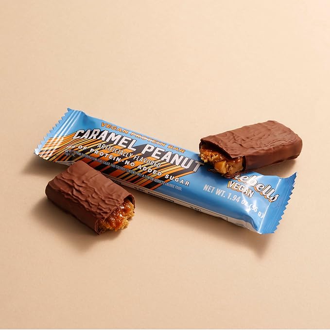 Barebells Vegan Protein Bars Peanut Caramel, Plant Based with High Protein - Chocolate Protein Bars - Perfect on The Go Protein Snack & Breakfast Bars 24 Count (Pack of 1)