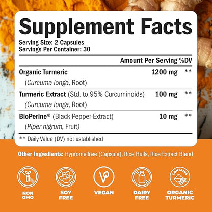 Turmeric Curcumin with Black Pepper Extract & Glucosamine Chondroitin MSM Joint Support Supplement
