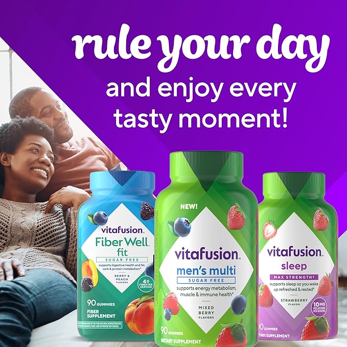 Vitafusion Sugar Free Men’s Multi Daily Gummy Multivitamins, Supports Energy Metabolism, Muscle and Immune Health (1), Mixed Berry Flavors, (Pack of 2)