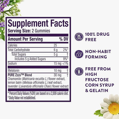 ZzzQuil Pure Zzzs Advanced Melatonin Gummies,Sleep Aid with Chamomile & Lavender for Adults Berry Flavored,100 Count (Pack of 2)
