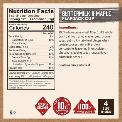 Kodiak Cakes Protein Pancake On The Go Flapjack Cups Mix; Buttermilk, Chocolate Chip, & S’mores Variety Pack