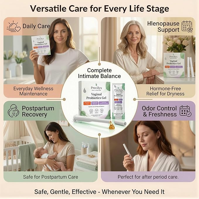 Vaginal Probiotics Intimate Care Gel for Women with Boric Acid Odor Control,Itch Relief & pH Balance Hormone-Free | BV & Yeast Infection Care | Dryness Moisturizer,7 Pre-Filled Applicators