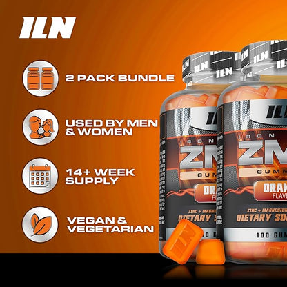 Iron Labs ZM6 Gummies for Men & Women - 2 Pack - Zinc Magnesium Gummies (200 Count, Orange Flavor, Vegan) - Magnesium Citrate and Zinc Citrate Supplements with Vitamin B6 and D3