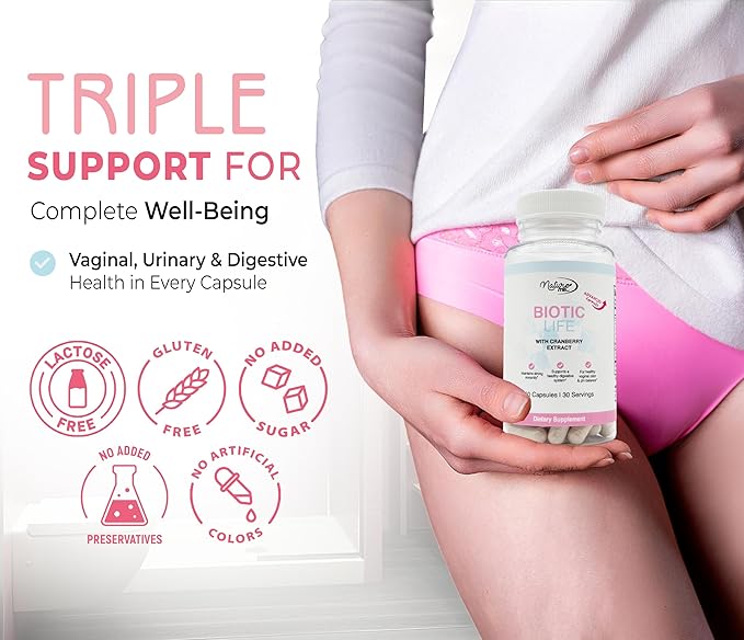 Vagy Rejuvenation BioticLife Probiotic for Women – Probiotics for Vaginal, Digestive & Urinary Health – Supplement with Prebiotics & Cranberry Extract – 60 Capsules