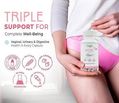 Vagy Rejuvenation BioticLife Probiotic for Women – Probiotics for Vaginal, Digestive & Urinary Health – Supplement with Prebiotics & Cranberry Extract – 60 Capsules