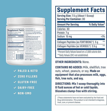 NativePath Bone Health Collagen Peptides, Type 1 & 3, with Fortibone and Verisol, 7.9 Ounce, 30 Servings (Pack of 2)