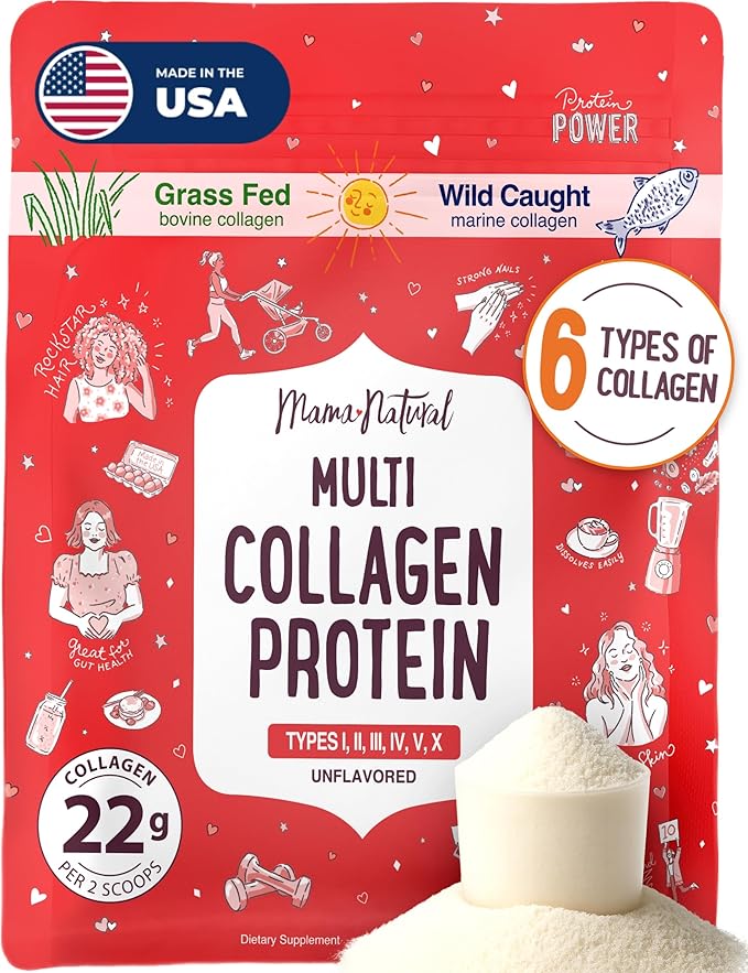 Multi Collagen Protein Powder Type I II III IV V X - Unflavored & Hydrolyzed 16Oz Pure Collagen Peptides Powder - Grass Fed Beef, Wild Fish Marine & USA Eggshell - Whole Body Collagen