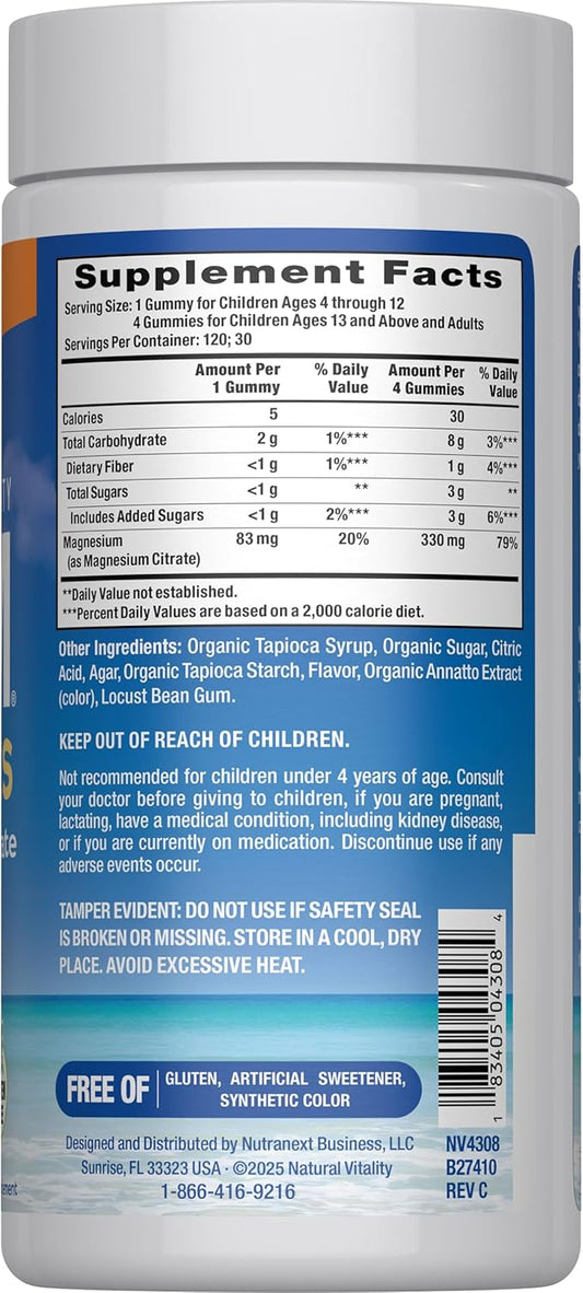 Natural Vitality Calm Magnesium Gummies | 330mg Per Serving | Orange Flavored Supplement | Gluten-Free & Vegan | 120 Count