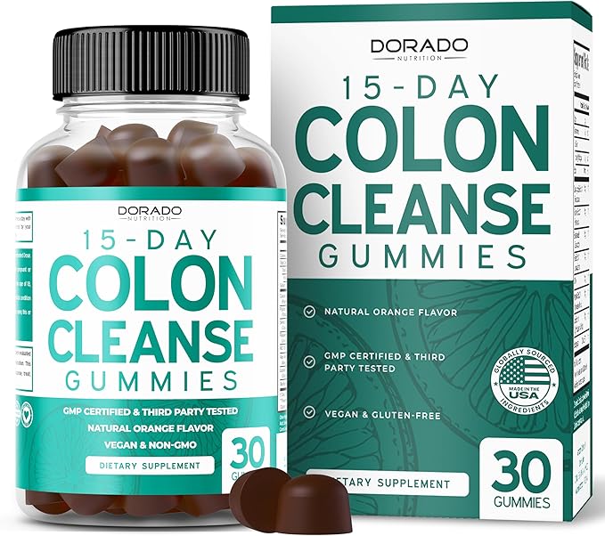 Colon Cleanse Gummies & Detox 15 Day Gut Cleanse (30 Gummies) Intestinal Cleanse & Probiotic for Gentle Laxative & Bowel Relief for Stomach Bloating - Third Party Tested, Vegan, Non-GMO - USA Made