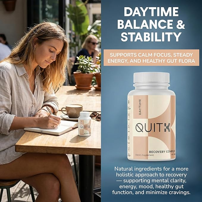 Withdrawal and Detox Support – QuitK Recovery Complex – Sleep, Energy, Stress, Mood, & Craving Support – Daily Supplement - Magnesium Glycinate, Ashwagandha, GABA, L-Theanine, Agmatine & More