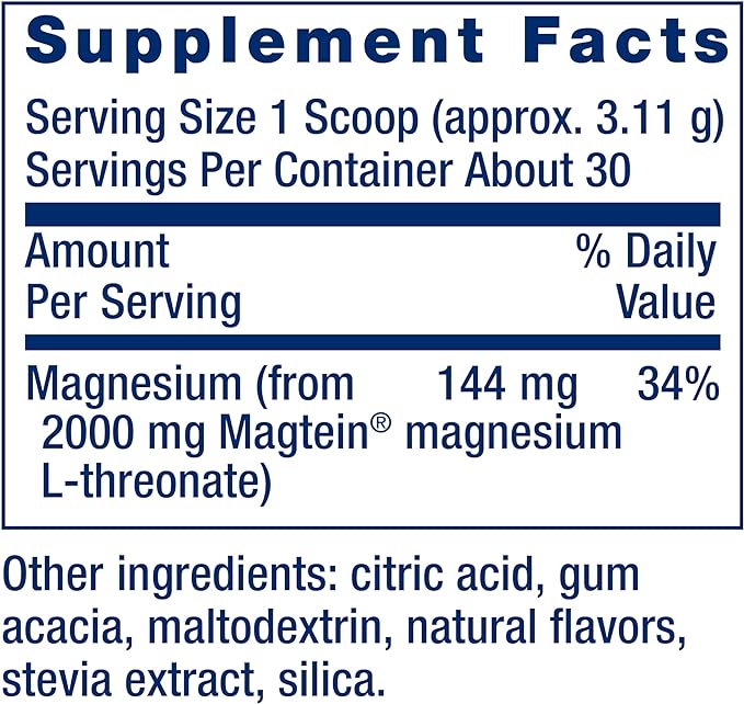 Life Extension Neuro-Mag Magnesium L-Threonate Powder (Tropical Punch) - Ultra-Absorbable Magnesium - Supports Memory, Focus, Cognitive Function & Mood - Gluten free, Non-GMO, Vegetarian (30 Servings)