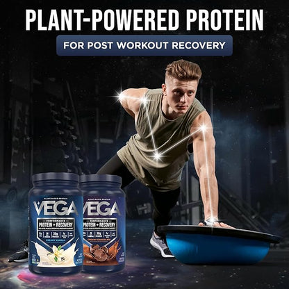 Vega Sport Premium Protein Powder + Recovery Bundle - Vanilla (20 servings) and Chocolate (19 servings) 30g Plant Based Protein, 5g BCAAs, Low Carb, Keto, Pea Protein for Women and Men