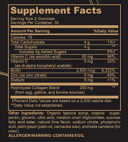 Black Girl Vitamins - Collagen Gummies for Hair, Skin, and Nail Support, with Vitamin C, Vitamin E, and Biotin, Gluten-Free, (Lime), 60ct