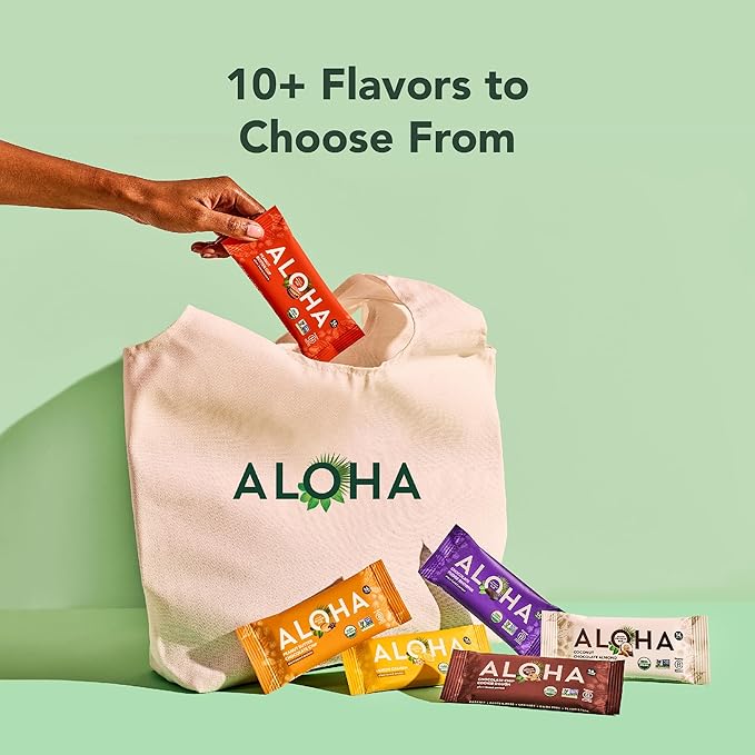 ALOHA Organic Plant Based Protein Bars - Lemon Cashew - 12-Count - Vegan, Low Sugar, Gluten-Free, Paleo, Low Carb, Non-GMO, No Stevia & No Erythritol