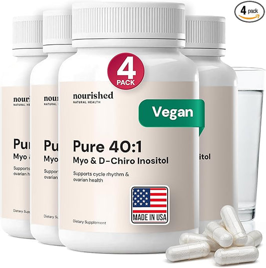 Nourished 40:1 Myo-inositol & D-Chiro Inositol Supplement for Women with Fertility, Skin Health, or Menstrual Cycle Symptoms - Hormone Balance for Women - 480 Capsules