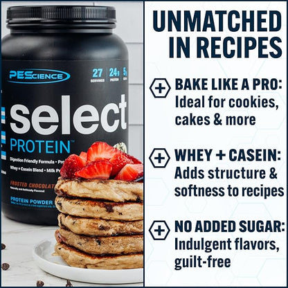 PEScience Select Protein Powder, Whey and Casein Blend, Lean Protein Powder for Women and Men, Low Calorie, Low Carb, Keto Friendly, Gluten Free, Frosted Chocolate Cupcake - 5 Servings