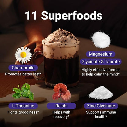 MoonBrew Nighttime Magnesium Hot Cocoa, Natural Sleep Aid Drink Mix for Adults, 2-Pack - Calming Melatonin-Free Sleep Support - Sleepy Hot Chocolate Powder with L-Theanine, Chamomile & Zinc Glycinate