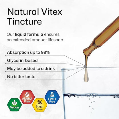 BIO KRAUTER Vitex Chasteberry Supplement for Women & Menopause Support* - 2 Fl.Oz 28 Days of Supply - Pure Vegan Vitex Berry Tincture - Alcohol & Sugar Free, Non-GMO - Relaxation & Women's Wellness