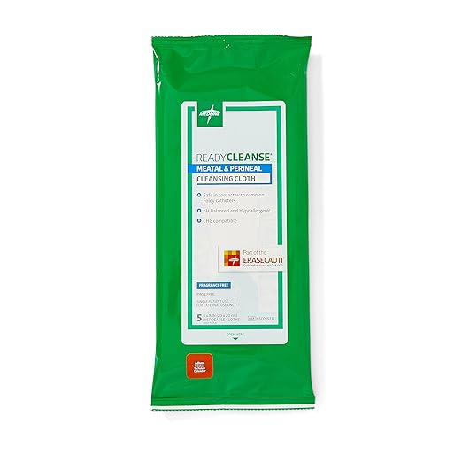 Medline Readycleanse Meatal and Perineal Cleansing Cloth, Fragrance Free, Hypoallergenic, 8" x 8", 5 Count (Pack of 30)