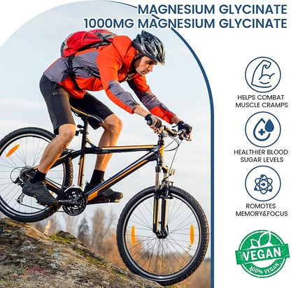 Magnesium Glycinate Gummies 1000mg, Sugar Free Magnesium Potassium Supplements Chewable for Adults with L-Threonate for Sleep, Body Support and Relaxation,90 Blueberry Gummies