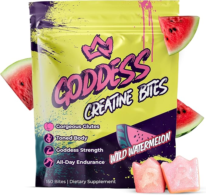 Primal Queen Goddess Creatine Gummies – Low-Sugar Chewable Creatine for Women | Booty and Muscle Builder, Faster Recovery, Strength | High-Potency Wild Watermelon Flavor – 150 Bites (5g per Serving)