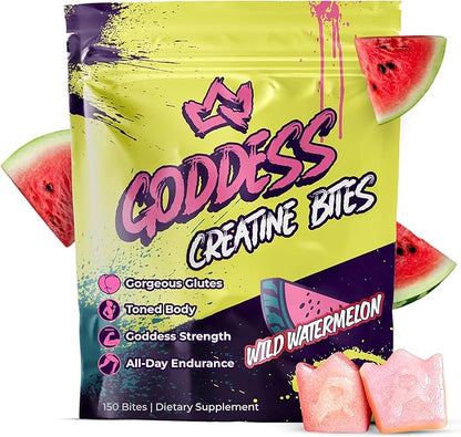 Primal Queen Goddess Creatine Gummies – Low-Sugar Chewable Creatine for Women | Booty and Muscle Builder, Faster Recovery, Strength | High-Potency Wild Watermelon Flavor – 150 Bites (5g per Serving)