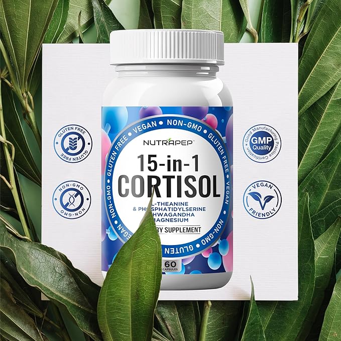 Cortisol Detox Supplement Men Women - Reduce Lower Cortisol High Cortisol Reducer Blocker Control - Supports Stress Mood Rest Adrenal Calm Relax with Ashwagandha L-Theanine Magnesium