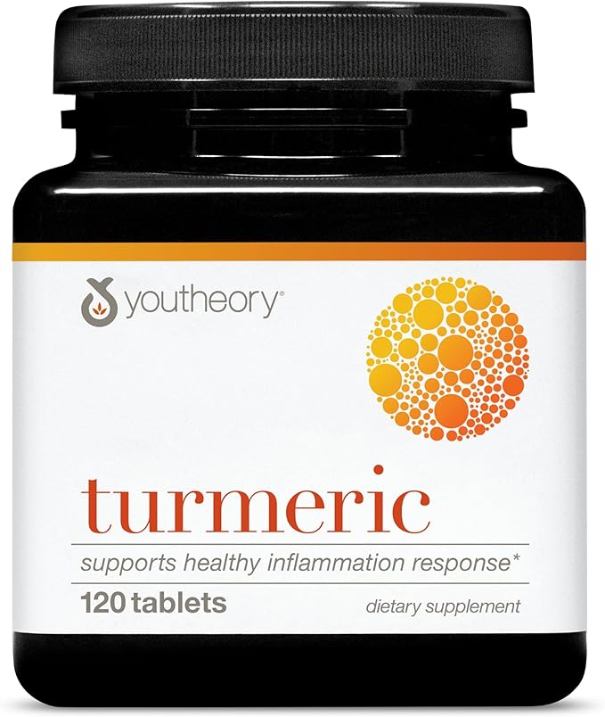 Youtheory Turmeric - 450 mg - with Black Pepper & Olive Leaf - Supports Joint & Brain Health* - Contains Bioenhancers, Curcuminoids & Herbal Extracts - 120 Tablets (40-Day Supply)