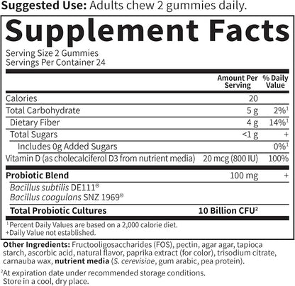 Garden of Life Dr Formulated 10 Billion CFU Prebiotic Fiber & Probiotic Gummies with Vitamin D3 for Digestive and Immune Health – Gluten Free, Non GMO, No Added Sugar, Orange Dream Flavor, 60 Gummies