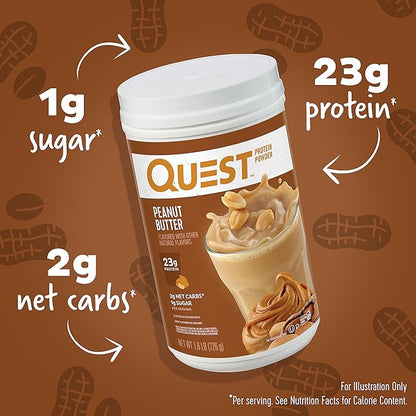Quest Nutrition Peanut Butter Protein Powder, 23g Protein, 1g Sugar, Low Carb, Gluten Free, 1.6 Pound, 23 Servings